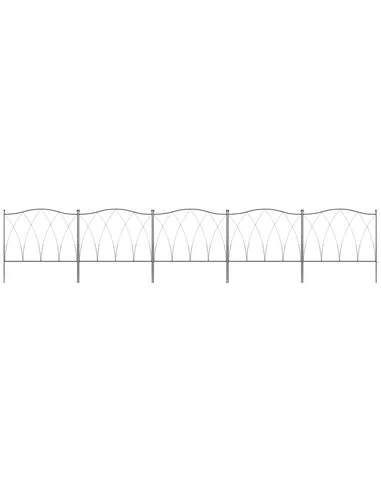 Outsunny Set of Five 61.5cm Decorative Metal Fence Panels - Black