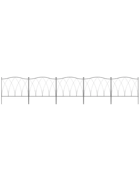 Outsunny Set of Five 61.5cm Decorative Metal Fence Panels - Black