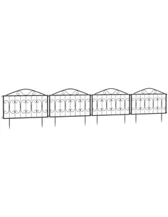 Outsunny Decorative Garden Fencing, 4PCs Outdoor Picket Fence Panels, Rustproof Metal Wire Landscape Flower Bed Border Edging An