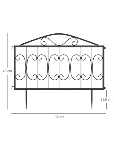 Outsunny Decorative Garden Fencing, 4PCs Outdoor Picket Fence Panels, Rustproof Metal Wire Landscape Flower Bed Border Edging An