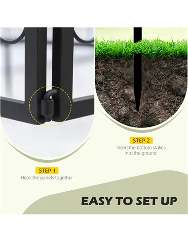 Outsunny Decorative Garden Fencing, 4PCs Outdoor Picket Fence Panels, Rustproof Metal Wire Landscape Flower Bed Border Edging An