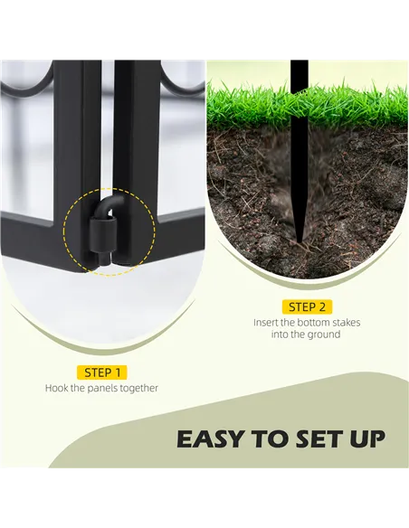 Outsunny Decorative Garden Fencing, 4PCs Outdoor Picket Fence Panels, Rustproof Metal Wire Landscape Flower Bed Border Edging An