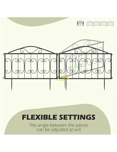 Outsunny Decorative Garden Fencing, 4PCs Outdoor Picket Fence Panels, Rustproof Metal Wire Landscape Flower Bed Border Edging An