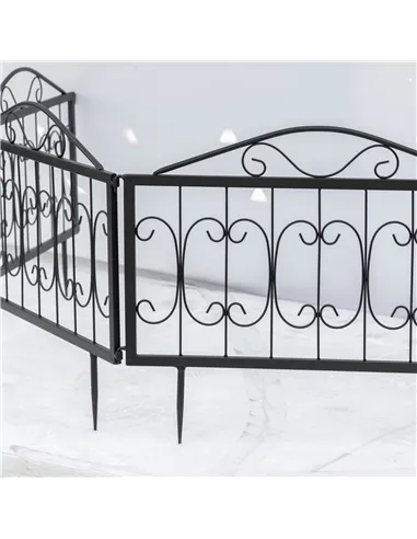 Outsunny Decorative Garden Fencing, 4PCs Outdoor Picket Fence Panels, Rustproof Metal Wire Landscape Flower Bed Border Edging An