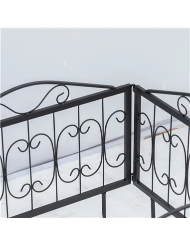 Outsunny Decorative Garden Fencing, 4PCs Outdoor Picket Fence Panels, Rustproof Metal Wire Landscape Flower Bed Border Edging An