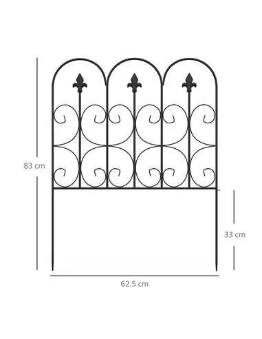 Outsunny Decorative Garden Fencing, 83cm (H) x 3m (L) 5PCs Outdoor Picket Fence Panels, Rustproof Metal Wire Landscape Flower Be