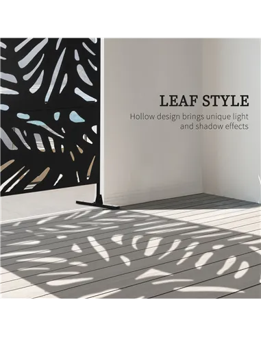 Outsunny Decorative Garden Privacy Screen with Stand, 6.5FT Freestanding Metal Outdoor Divider, Decorative Privacy Panel with Ex