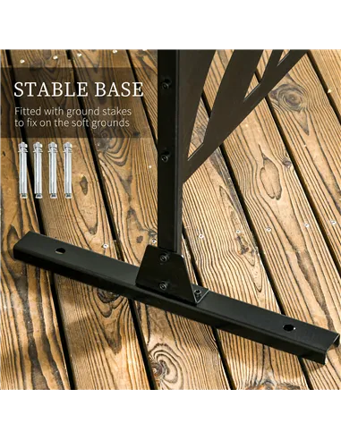 Outsunny Decorative Garden Privacy Screen with Stand, 6.5FT Freestanding Metal Outdoor Divider, Decorative Privacy Panel with Ex