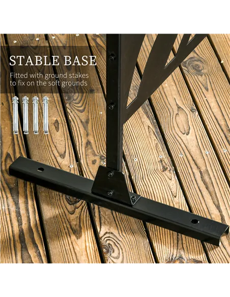 Outsunny Decorative Garden Privacy Screen with Stand, 6.5FT Freestanding Metal Outdoor Divider, Decorative Privacy Panel with Ex