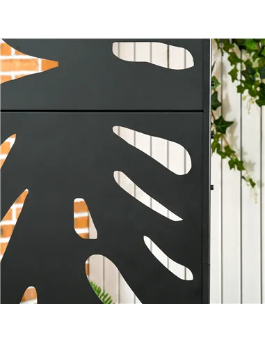 Outsunny Decorative Garden Privacy Screen with Stand, 6.5FT Freestanding Metal Outdoor Divider, Decorative Privacy Panel with Ex