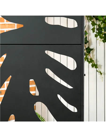 Outsunny Decorative Garden Privacy Screen with Stand, 6.5FT Freestanding Metal Outdoor Divider, Decorative Privacy Panel with Ex