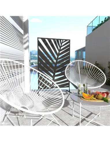 Outsunny Decorative Privacy Screen with Stand, 6.5FT Freestanding Metal Outdoor Divider, Decorative Privacy Panel with Expansion