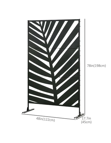 Outsunny Decorative Privacy Screen with Stand, 6.5FT Freestanding Metal Outdoor Divider, Decorative Privacy Panel with Expansion