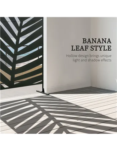 Outsunny Decorative Privacy Screen with Stand, 6.5FT Freestanding Metal Outdoor Divider, Decorative Privacy Panel with Expansion