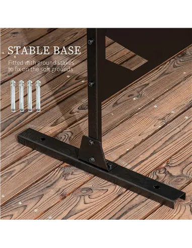 Outsunny Decorative Privacy Screen with Stand, 6.5FT Freestanding Metal Outdoor Divider, Decorative Privacy Panel with Expansion