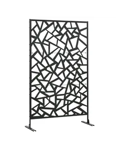 Outsunny Freestanding Garden Partition Screen Metal Decorative Outdoor Divider with Expansion Screws for Garden Patio Deck