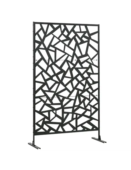 Outsunny Freestanding Garden Partition Screen Metal Decorative Outdoor Divider with Expansion Screws for Garden Patio Deck