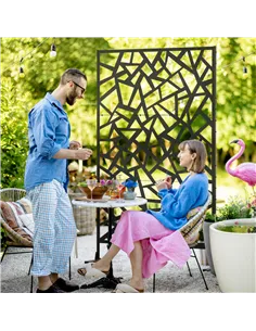 Outsunny Freestanding Garden Partition Screen Metal Decorative Outdoor Divider with Expansion Screws for Garden Patio Deck 2