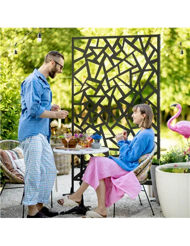 Outsunny Freestanding Garden Partition Screen Metal Decorative Outdoor Divider with Expansion Screws for Garden Patio Deck