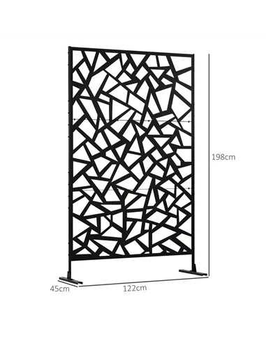 Outsunny Freestanding Garden Partition Screen Metal Decorative Outdoor Divider with Expansion Screws for Garden Patio Deck