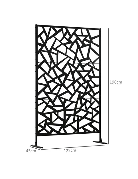 Outsunny Freestanding Garden Partition Screen Metal Decorative Outdoor Divider with Expansion Screws for Garden Patio Deck