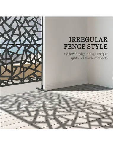 Outsunny Freestanding Garden Partition Screen Metal Decorative Outdoor Divider with Expansion Screws for Garden Patio Deck