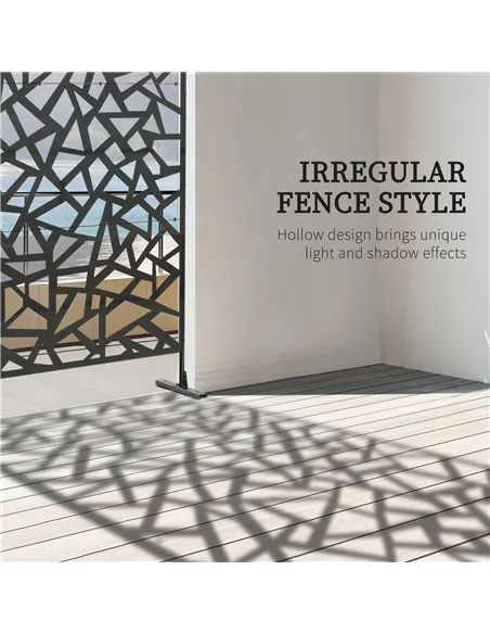 Outsunny Freestanding Garden Partition Screen Metal Decorative Outdoor Divider with Expansion Screws for Garden Patio Deck