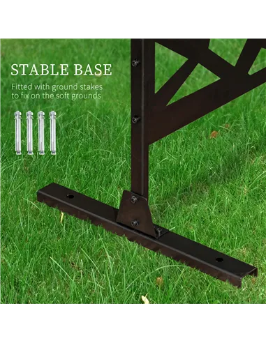 Outsunny Freestanding Garden Partition Screen Metal Decorative Outdoor Divider with Expansion Screws for Garden Patio Deck