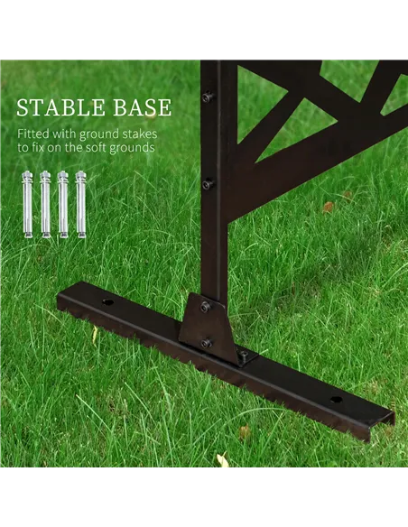 Outsunny Freestanding Garden Partition Screen Metal Decorative Outdoor Divider with Expansion Screws for Garden Patio Deck