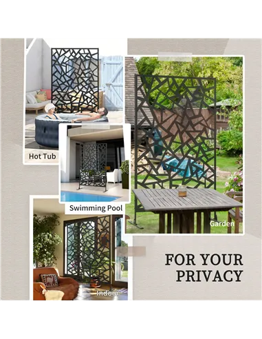 Outsunny Freestanding Garden Partition Screen Metal Decorative Outdoor Divider with Expansion Screws for Garden Patio Deck