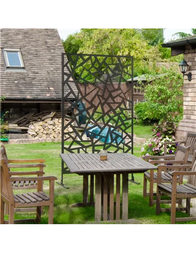 Outsunny Freestanding Garden Partition Screen Metal Decorative Outdoor Divider with Expansion Screws for Garden Patio Deck