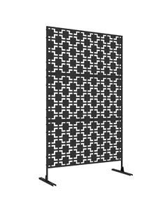 Outsunny Metal Decorative Privacy Screen Outdoor Divider, Black Grid