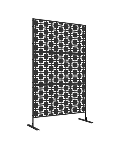 Outsunny Metal Decorative Privacy Screen Outdoor Divider, Black Grid