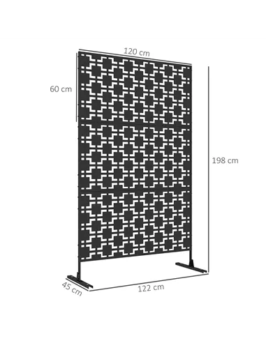 Outsunny Metal Decorative Privacy Screen Outdoor Divider, Black Grid