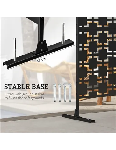 Outsunny Metal Decorative Privacy Screen Outdoor Divider, Black Grid