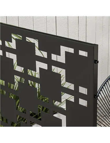 Outsunny Metal Decorative Privacy Screen Outdoor Divider, Black Grid