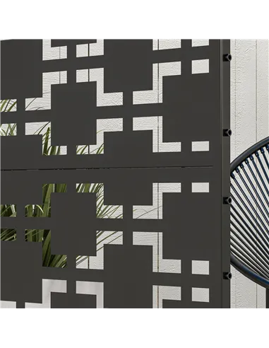 Outsunny Metal Decorative Privacy Screen Outdoor Divider, Black Grid