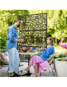 Outsunny Metal Decorative Privacy Screen Outdoor Divider, Black Twisted Lines 2