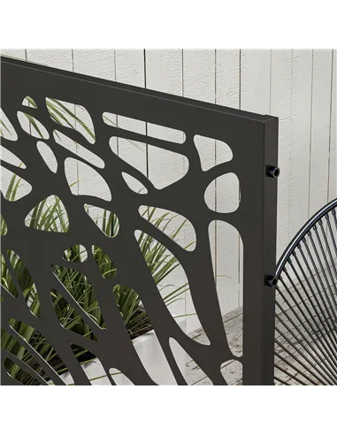 Outsunny Metal Decorative Privacy Screen Outdoor Divider, Black Twisted Lines