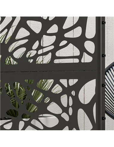 Outsunny Metal Decorative Privacy Screen Outdoor Divider, Black Twisted Lines