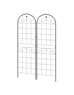 Outsunny Metal Trellis Set of 2, Garden Trellis for Climbing Plants Support Frames, Floral Design