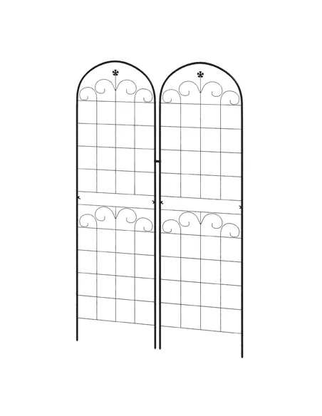 Outsunny Metal Trellis Set of 2, Garden Trellis for Climbing Plants Support Frames, Floral Design