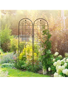Outsunny Metal Trellis Set of 2, Garden Trellis for Climbing Plants Support Frames, Floral Design 2