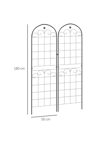 Outsunny Metal Trellis Set of 2, Garden Trellis for Climbing Plants Support Frames, Floral Design