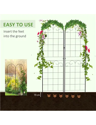 Outsunny Metal Trellis Set of 2, Garden Trellis for Climbing Plants Support Frames, Floral Design