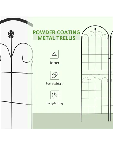 Outsunny Metal Trellis Set of 2, Garden Trellis for Climbing Plants Support Frames, Floral Design