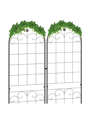 Outsunny Metal Trellis Set of 2, Garden Trellis for Climbing Plants Support Frames, Floral Design