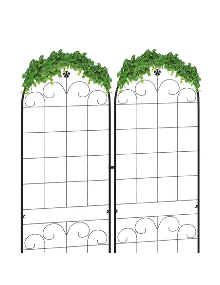 Outsunny Metal Trellis Set of 2, Garden Trellis for Climbing Plants Support Frames, Floral Design
