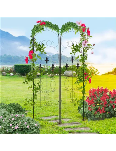 Outsunny Metal Trellis Set of 2, Garden Trellis for Climbing Plants Support Frames, Scrolls Design