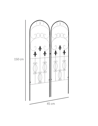 Outsunny Metal Trellis Set of 2, Garden Trellis for Climbing Plants Support Frames, Scrolls Design